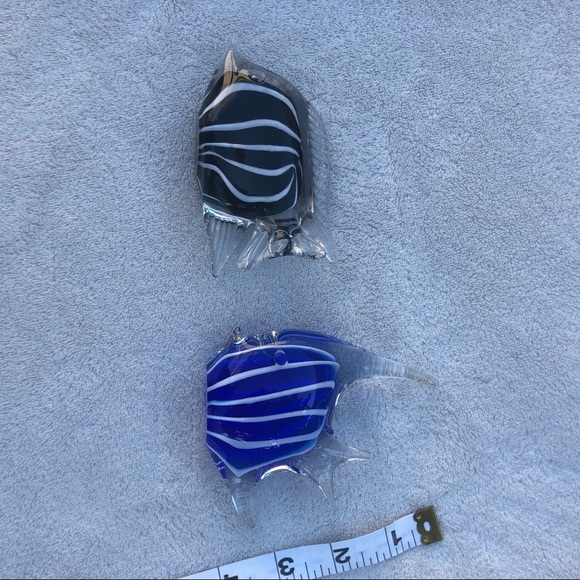 Glass Angel Fishes Lot of Two Blue & Black - Picture 7 of 10